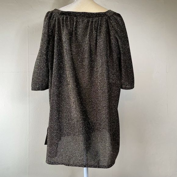70's VINTAGE Handmade Black/Gold Metallic Tunic - Picture 2 of 4